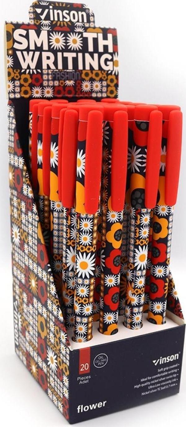 Maxx Jel Kalem Vinson Desenli 0.7 MM Mavi Jel Tükenmez Kalem (20 Li Paket) - Image 1
