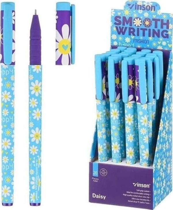 Maxx Jel Kalem Vinson Desenli 0.7 MM Mavi Jel Tükenmez Kalem (20 Li Paket) - Image 1