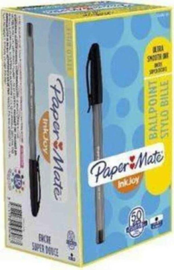 Paper Mate Inkjoy 100 Kapaklı Tükenmez Kalem Ulv Mürekkepli 1.0 Mm Medium Uç Siyah (50 Li Paket) - Image 1