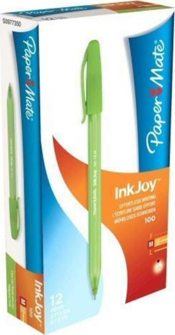 Paper Mate Kapaklı Tükenmez Kalem İnkjoy 100 1.0 MM Açık Yeşil S0977350 (12 Li Paket) - Image 1