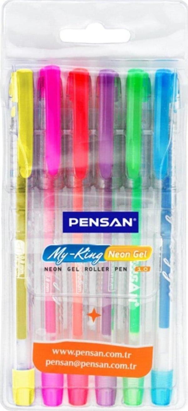 Pensan My-King Jel Tükenmez Kalem Neon Renk 6 Lı Pvc (24 Adet) - Image 1