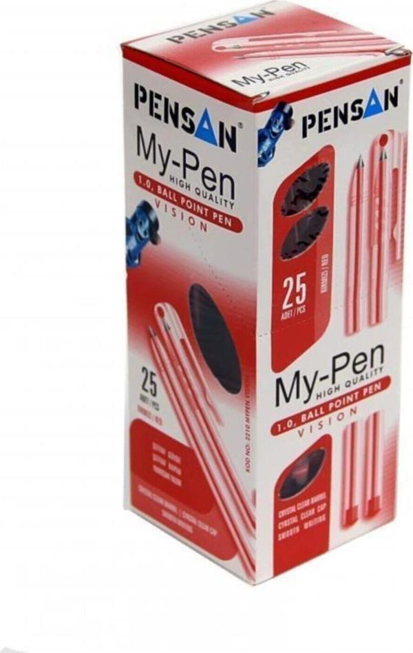 Pensan Tükenmez Kalem My Pen 1 MM Kırmızı 2210 (25 Li Paket) - Image 1