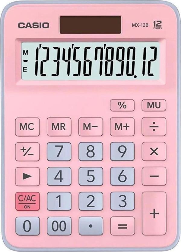 Casio Hesap Makinesi Masa Üstü 12 Hane Açık Pembe + Açık Mavi Hesap Makinesı - Image 1
