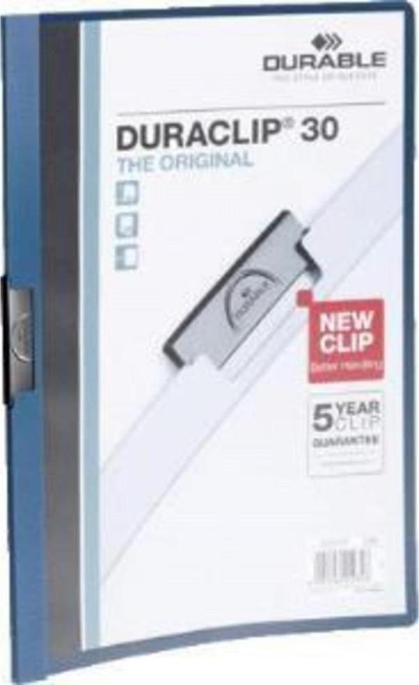 Durable Sıkıştırmalı Dosya DuraClip Ortadan Klipsli 30 Sayfa A4 Lacivert (25 Li Paket) - Image 1