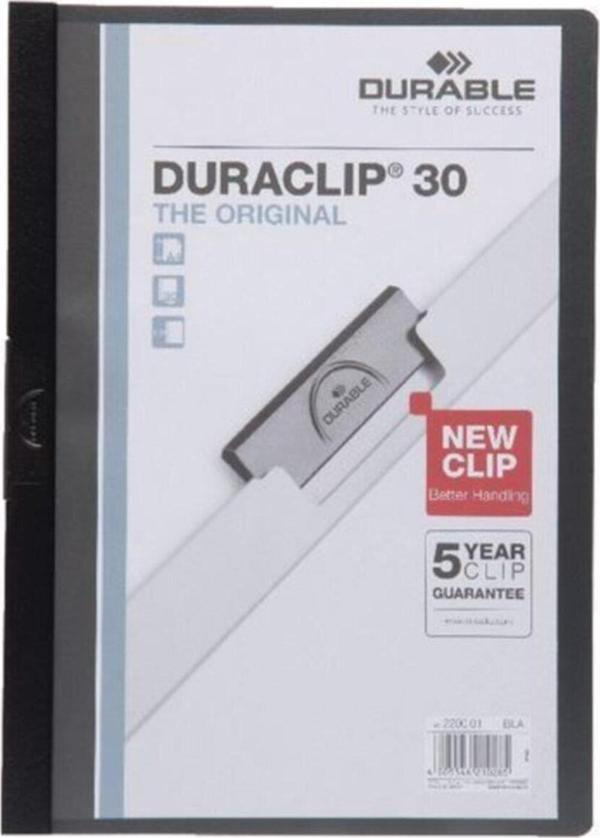 Durable Sıkıştırmalı Dosya DuraClip Ortadan Klipsli 30 Sayfa A4 Siyah (25 Li Paket) - Image 1