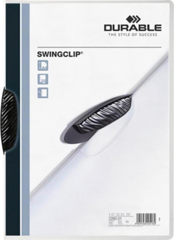 Durable Sıkıştırmalı Dosya SwingClip Ortadan Klipsli 30 Sayfa A4 Siyah (25 Li Paket) - Image 1