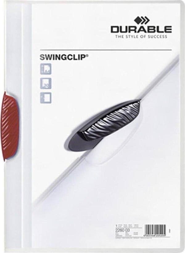 Durable Sıkıştırmalı Dosya SwingClip Ortadan Klipsli 30 Sayfa Kırmızı (25 Li Paket) - Image 1