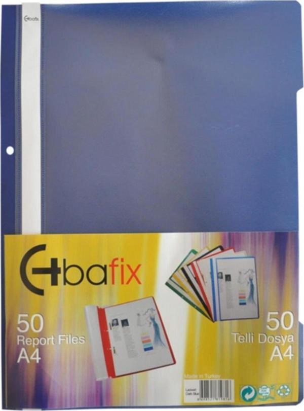 Bafix Telli A4 için Plastik Dosya 50'li - Lacivert (50 Li Paket) - Image 1