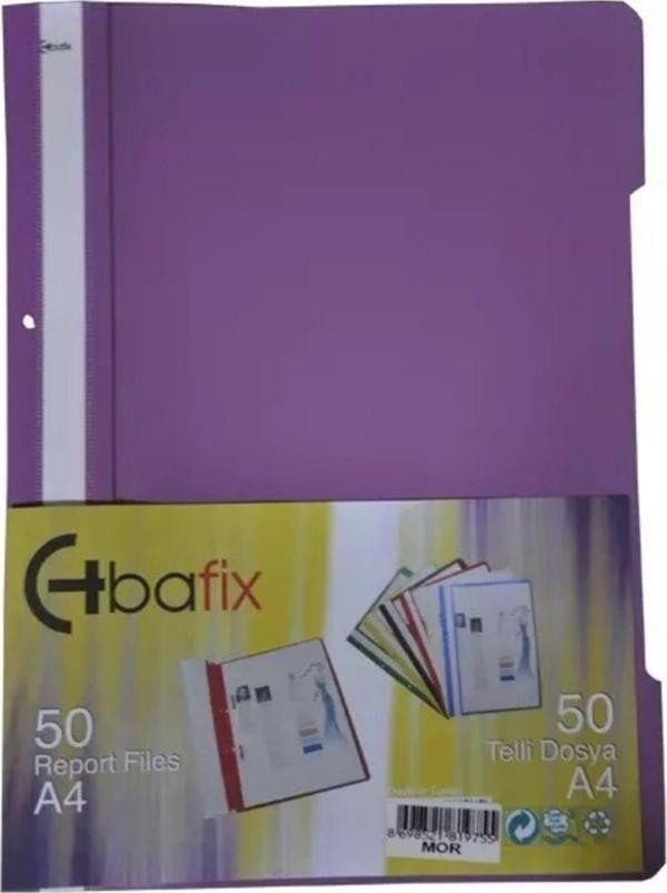 Bafix Telli A4 için Plastik Dosya 50'li - Mor (50 Li Paket) - Image 1