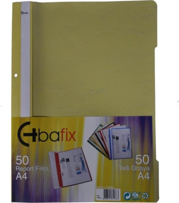 Bafix Telli A4 için Plastik Dosya 50'li - Sarı (50 Li Paket) - Image 1