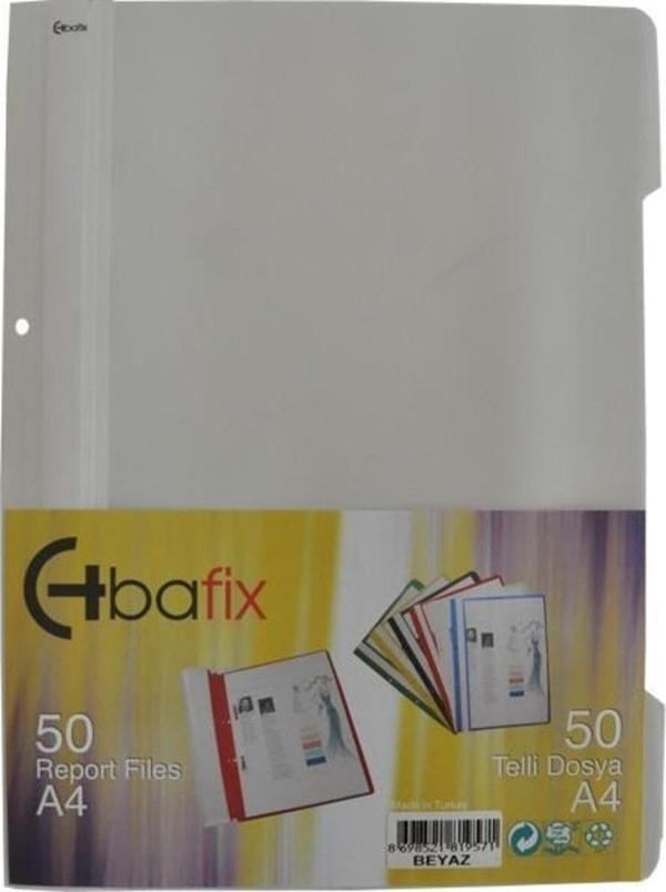 Bafix Telli A4 için Plastik Dosya Beyaz (50 Li Paket) - Image 1