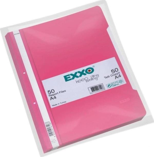 Exxo Telli Dosya Plastik A4 Pembe TT145 (50 Li Paket) - Image 1