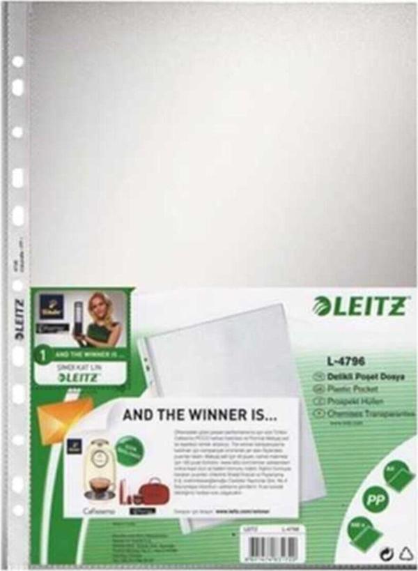Leitz Poşet Dosya 100 LÜ A4 Şeffaf Buzlu 4796 (100 Lü Paket) - Image 1