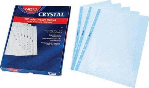 Noki A4 Poşet Dosya Kristal Mavi Kenarlı 100 Lü Paket - Image 1