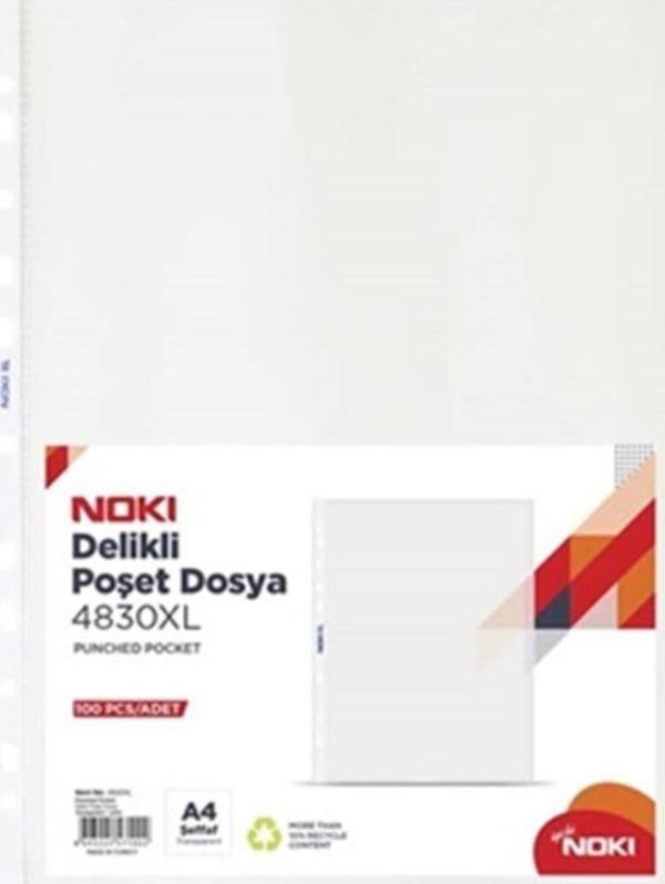 Noki Poşet Dosya XL 100 LÜ A4 40 MIC Şeffaf 4830XL - Image 1
