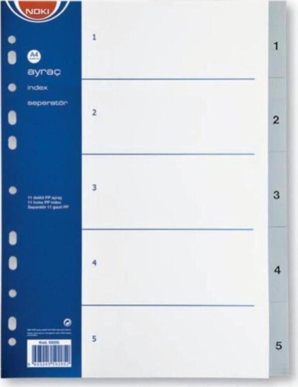 Noki Seperatör 1-5 Rakamlı Plastik A4 (75 Li Paket) - Image 1
