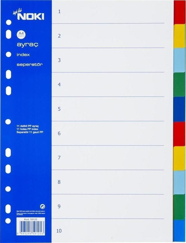 Noki Seperatör 2 x 5 Renkli Plastik A4 Dosya Ayraç Seperatör - Image 1