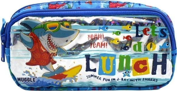 Muggle Kalem Çantası Cute Shark Mavi İki Bölmeli Kalem Çantası - Image 1