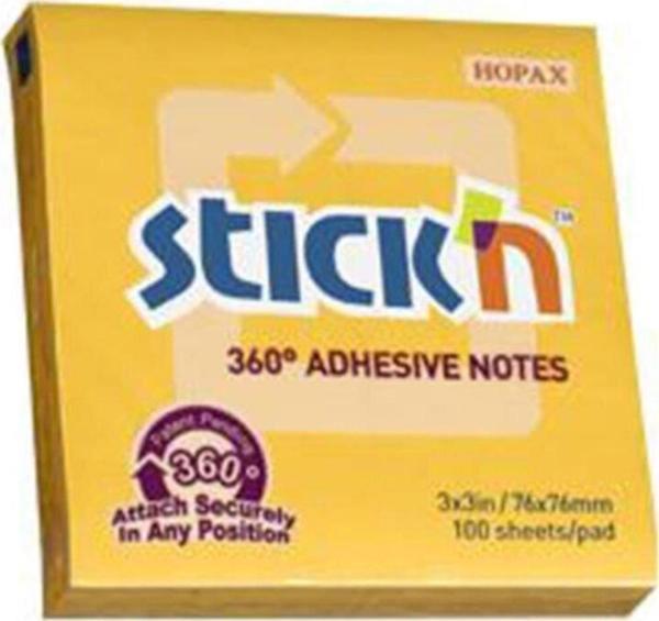Hopax Stıckn Yapışkanlı Not Kağıdı 360° 100 Yaprak 76x76 Mm Altın - Image 1