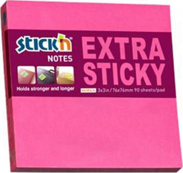Hopax Stıckn Yapışkanlı Not Kağıdı Extra 90 Yaprak 76x76 mm Neon Pembe - Image 1