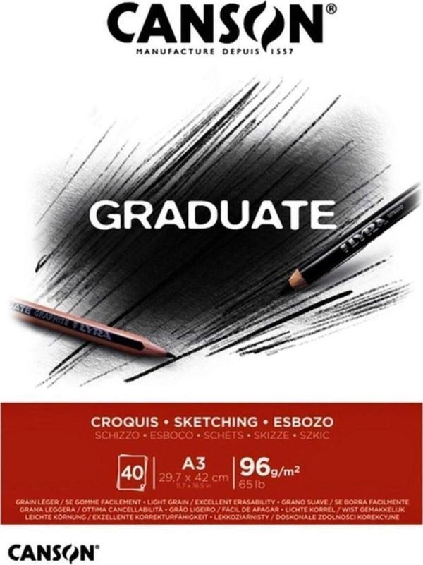 Canson Eskiz Bloğu Graduate Croquıs 40 Yaprak A3 96 Gram - Image 1