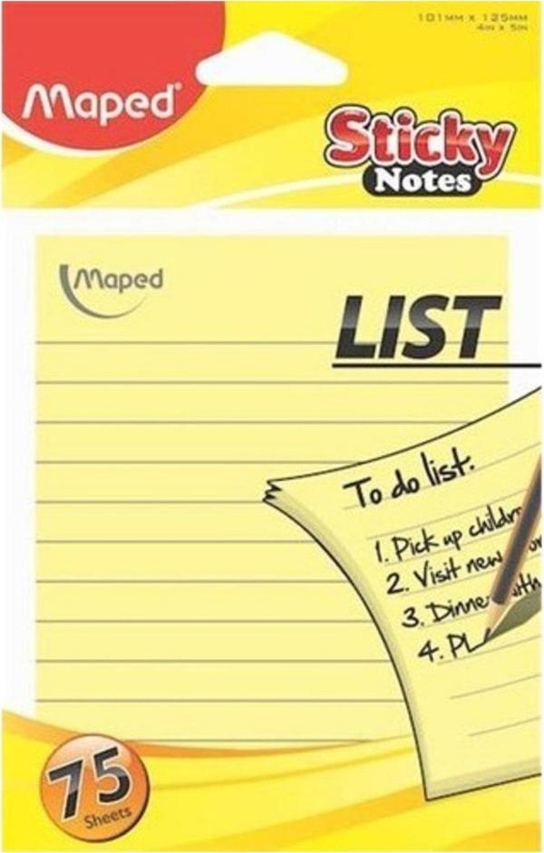 Maped Yapışkanlı Not Kağıdı Çizgili 100 Yaprak 101x125 Mm Sarı - Image 1