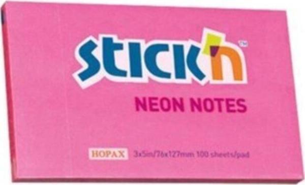 Gıpta Hopax Stickn 100 Yaprak Yapışkanlı Not Kağıdı 76 x 127 mm Neon Pembe - Image 1