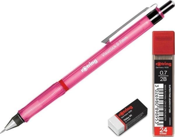 Rotring Okul Seti Visuclick Versatil + Uç Silgi 0.7 MM Pembe - Image 1