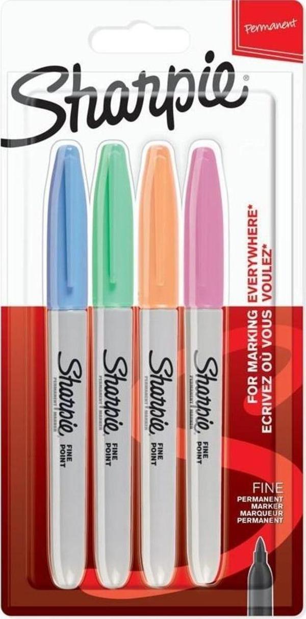 Sharpie Fine Permanent Pastel Renk Markör 4 Renk Permanent Markör - Image 1