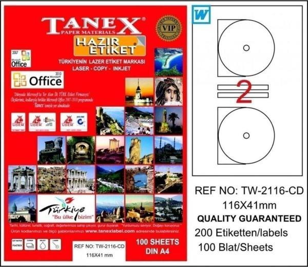 Tanex Cd Etiketi 100 Yaprak 116x41 Mm Lazer Yazıcı CD Etiketi - Image 1