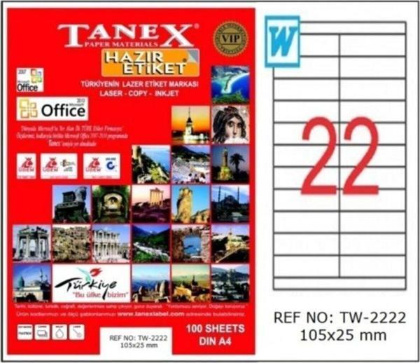 Tanex Lazer Etiket 100 Yaprak 105 x 25 Mm Lazer Yazıcı Etiketi - Image 1