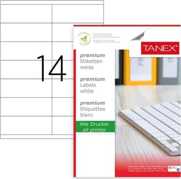Tanex Lazer Etiket 100 Yaprak 105 x 38 Mm Lazer Yazıcı Etiketi - Image 1