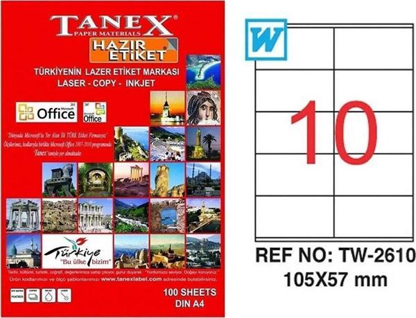 Tanex Lazer Etiket 100 Yaprak 105 x 57 Mm Lazer Yazıcı Etiketi - Image 1