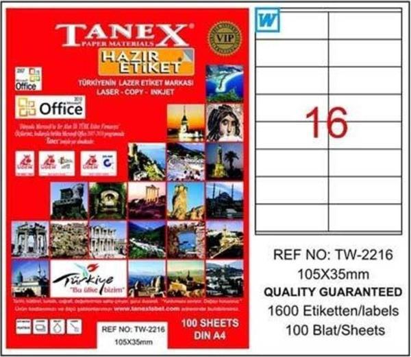 Tanex Lazer Etiket 100 Yaprak 105x35 Mm Lazer Yazıcı Etiketi - Image 1