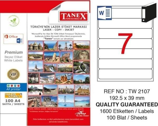Tanex Lazer Etiket 100 Yaprak 192.5 x 39 Mm Lazer Yazıcı Etiketi - Image 1