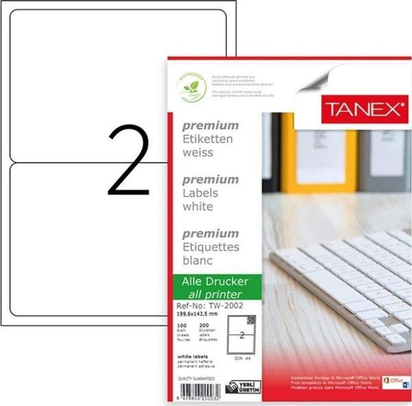 Tanex Lazer Etiket 100 Yaprak 199.6x143.5 mm Lazer Yazıcı Etiketi - Image 1