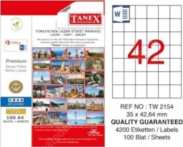 Tanex Lazer Etiket 100 Yaprak 35 x 42 Mm Lazer Yazıcı Etiketi - Image 1