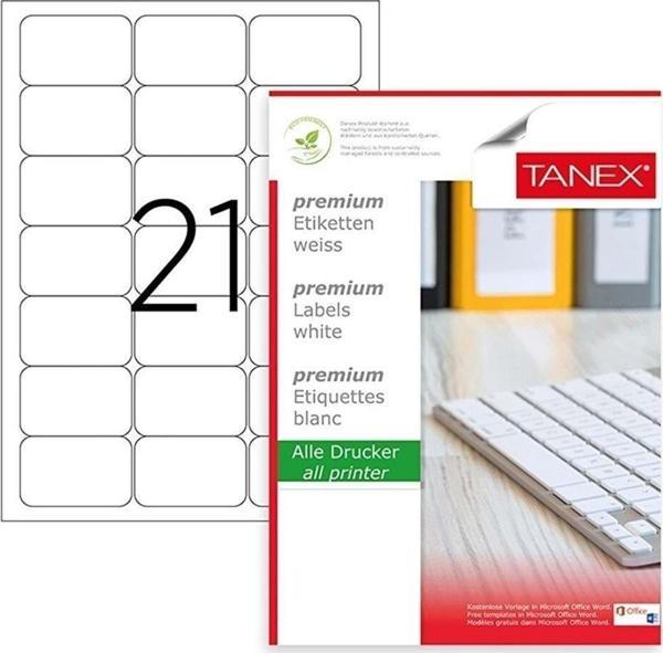 Tanex Lazer Etiket 100 Yaprak 63x38 MM mm Lazer Yazıcı Etiketi - Image 1