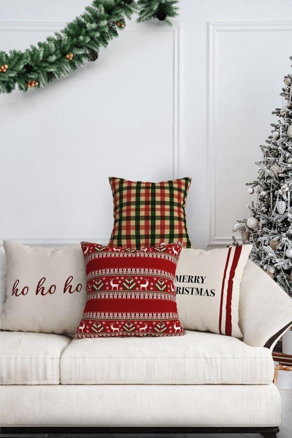 Markaev Yılbaşı Christmas Temalı 4'Lü Kırlent Kılıfı 1040 - Image 1