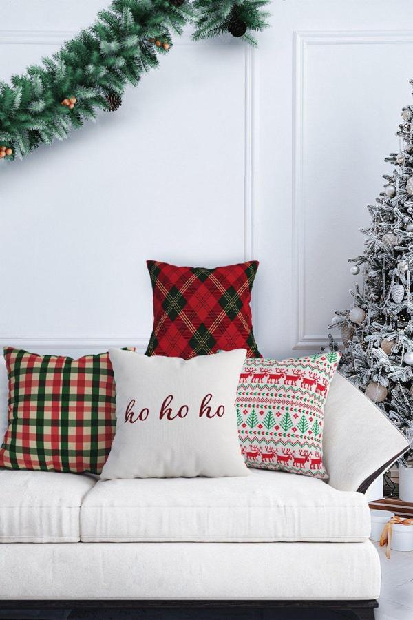 Markaev Yılbaşı Christmas Temalı 4'Lü Kırlent Kılıfı 1041 - Image 1