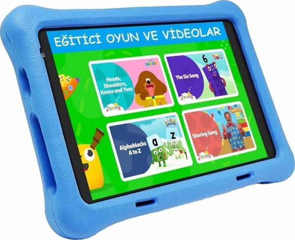 NPO 8" IPS Ekran 4GB 64GB Android 13.0 A133P 1.8GHz Antişok Çocuk Tableti Kids Tablet Mavi RS407+ - Image 1