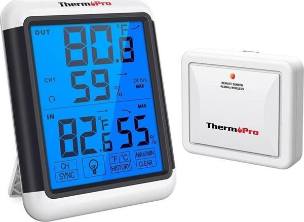 ThermoPro TP65 Dokunmatik Işıklı Geniş Ekran İç ve Dış Mekan (Sensörlü) Dijital Sıcaklık ve Nem Ölçer - Image 1