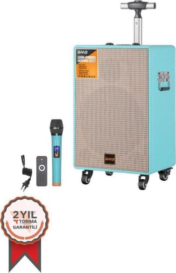 Torima B-V8 Mikrofonlu Kumandalı Taşınabilir Tekerlekli Bluetooth Hoparlör Mavi - Image 1
