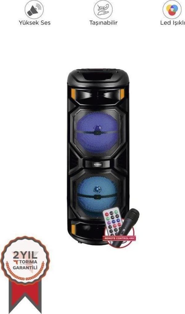 Torima D27 Siyah RGB Işıklı Mikrofonlu Kumandalı Usb/Tf/Fm/Mıc/Bt Bluetooth Hoparlör - Image 1