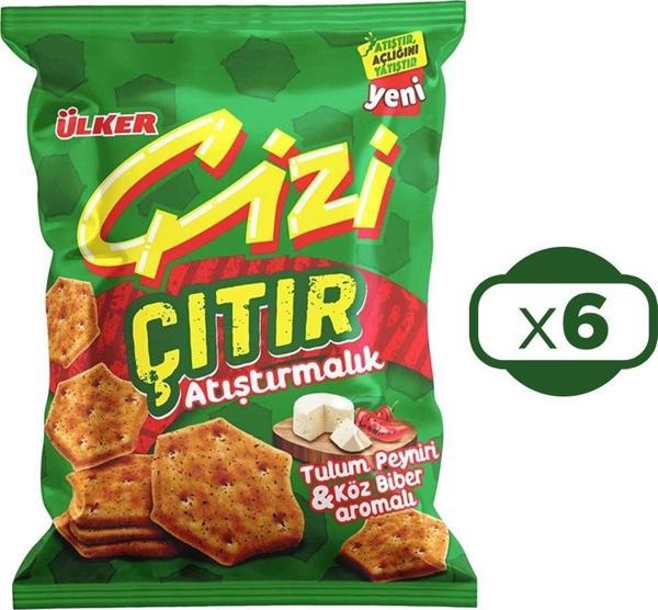 Ülker Çizi Çıtır Atıştırmalık 80 gr Tulum Peyniri & Köz Biber x 6 Adet - Image 1