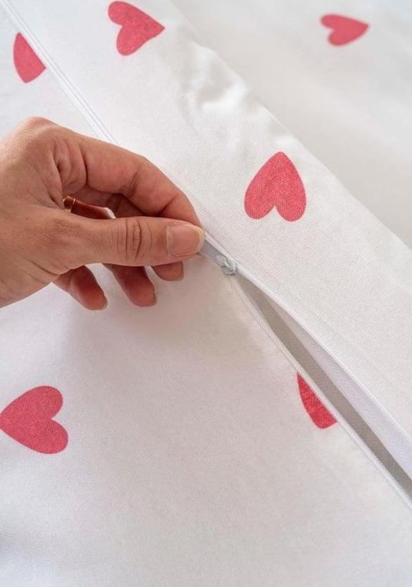 Kırmızı Kalpli Tek Kişilik Nevresim Takımı Pamuklu - Image 1