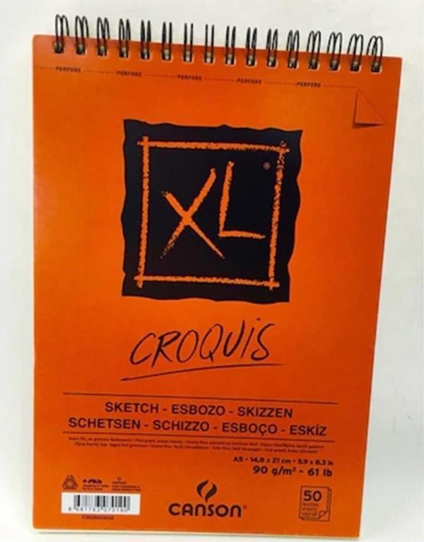 Canson Croquıs XL Eskiz 90 Gram Üsten Spiralli A5 50 Yaprak - Image 1