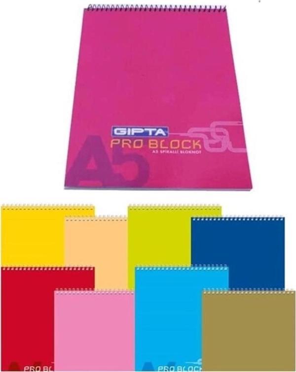 Gıpta Bloknot Pro-Block Spiralli Karton Kapak Kareli 40 Yaprak A5 (12 Li Paket) - Image 1