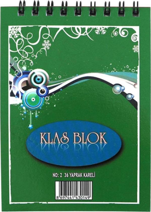 Klas Bloknot Spiralli Kareli No:2 36 Yaprak (24 Lü Paket) - Image 1