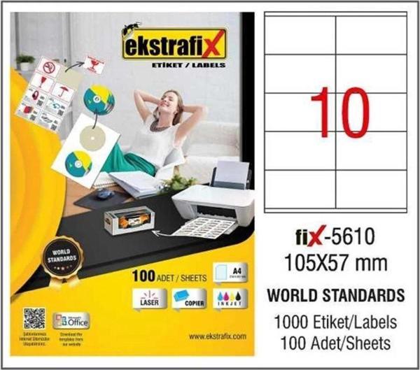 Ekstrafix Laser Etiket 105 x 57 MM Lazer Yazıcı Etiketi 100 Yaprak - Image 1
